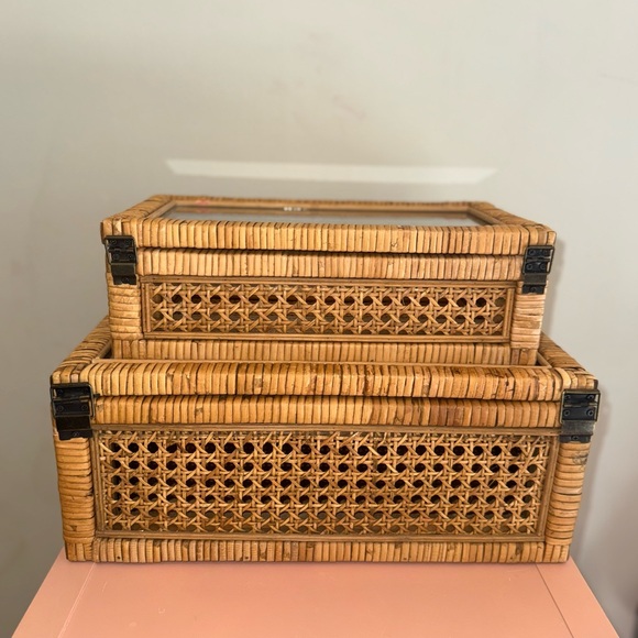 Woven Rattan Stackable Storage Display Box Set - Picture 4 of 6